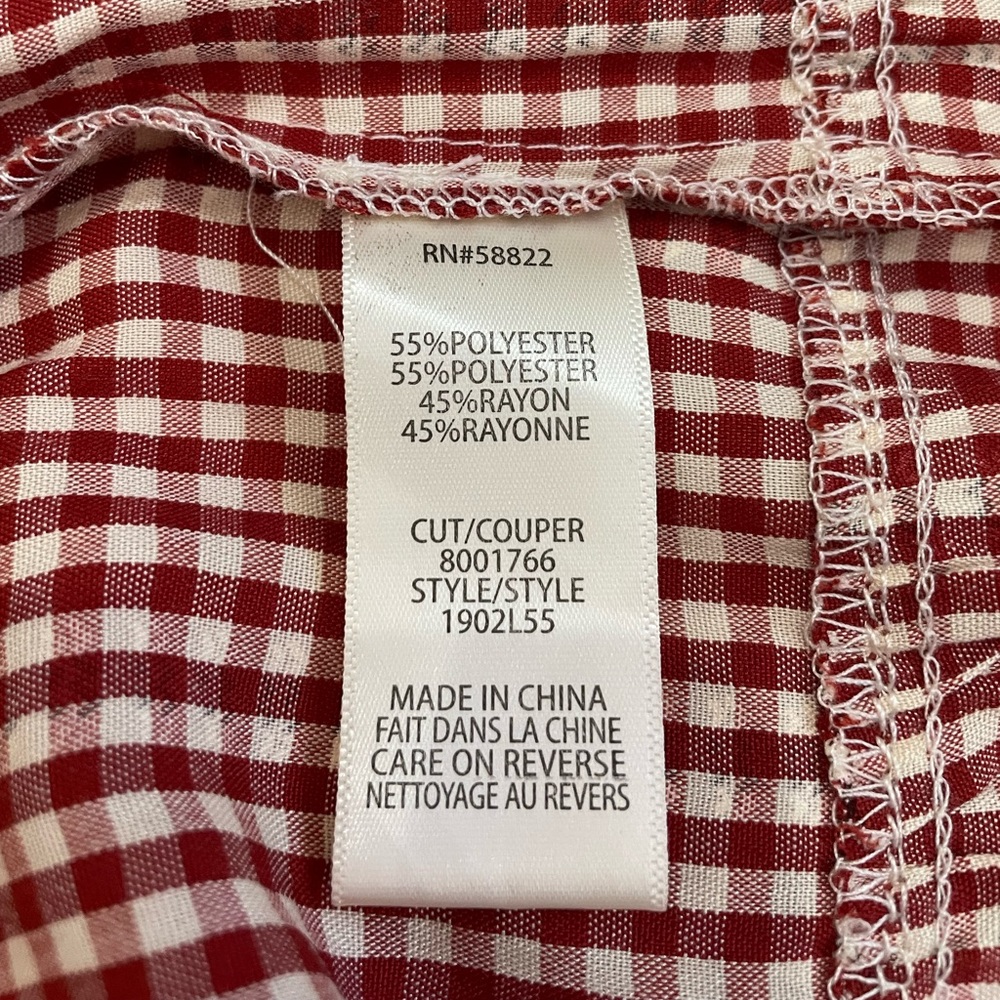 Max Studio Gingham tiered sleeveless red cream midi dress medium - Picture 9 of 12